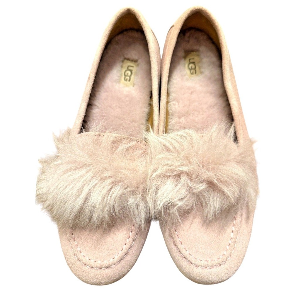 UGG Hailey Loafer Women 6 Pink Suede Shearling Fur‎ Moccasin Driver NWT
